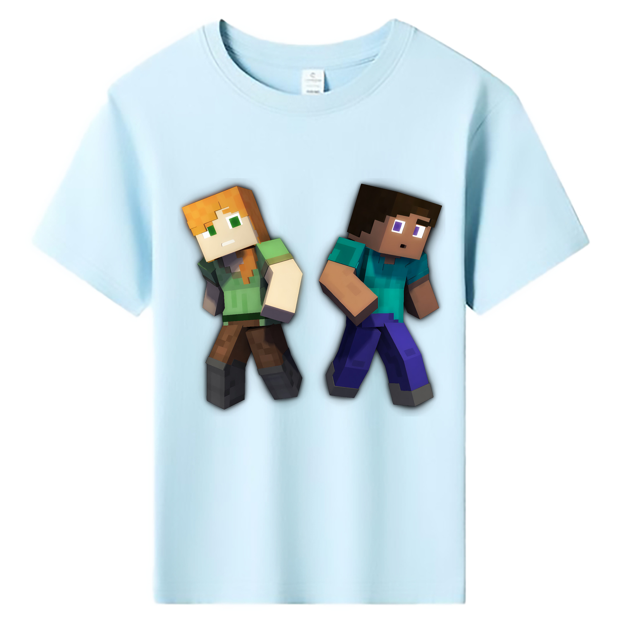 （画像用） マインクラフト ブロックの世界 Minecraft MC Block world 綿100％キッズTシャツ（フロントプリント）